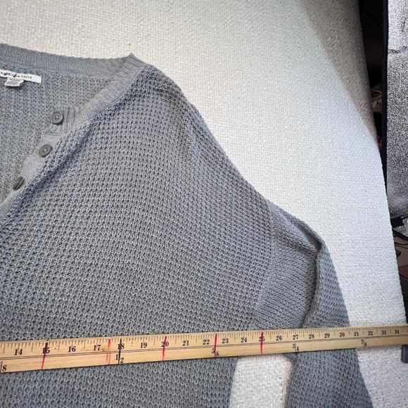 American Eagle Womens Gray Waffle Knit Henley Button Up Sweater Top XL/TG Casual - Picture 4 of 10